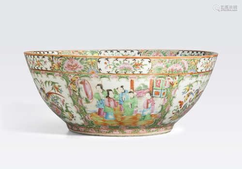 A Rose Medallion export punch bowl Late 19th century