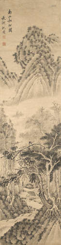 After Shen Zhou (19th/20th century) Ink Landscape with Pine and Cypress