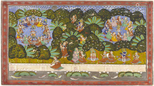 Raslila: Krishna dancing with the gopis Nathdwara, circa 1850-1900