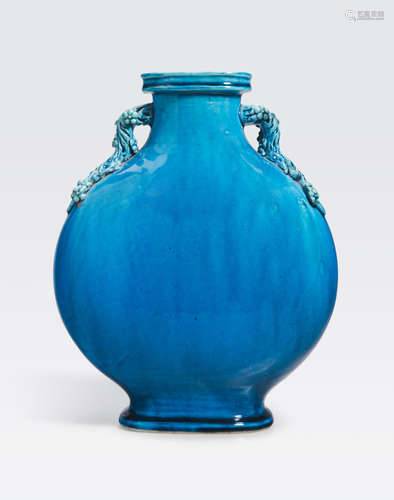 A turquoise glazed moon flask Late Qing dynasty