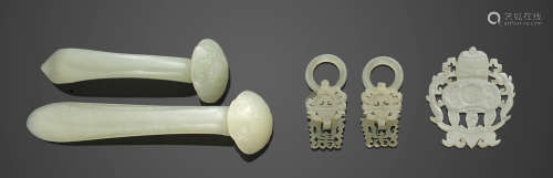 A group of five jade ornaments