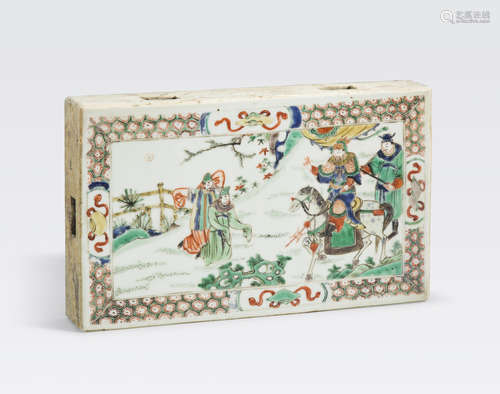 A famille verte enameled rectangular tile Kangxi period