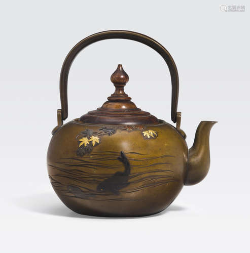 A mixed metal tea pot Meiji era