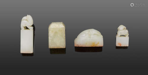 A group of four jade seals Qing dynasty