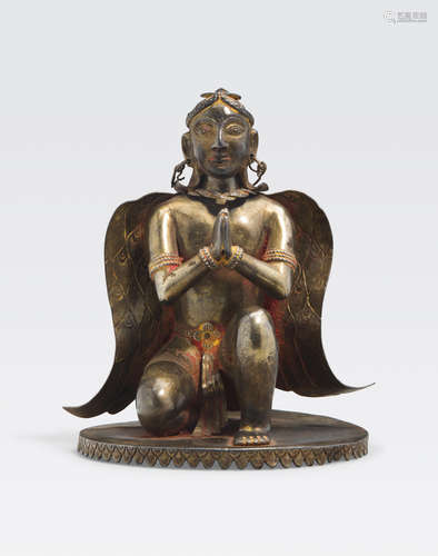 A gilt silver repoussé figure of Garuda Nepal, 19th/20th century