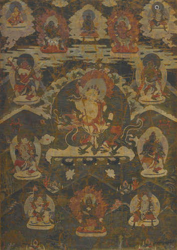 A thangka of White Jambhala Tibet, 19th century