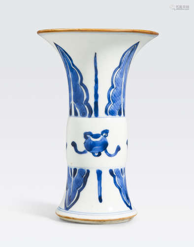 A small blue and white gu form vase Kangxi period