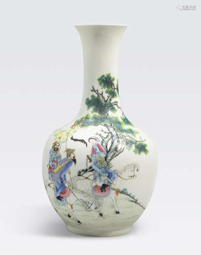 A polychrome enameled baluster vase Qianlong mark, 20th century