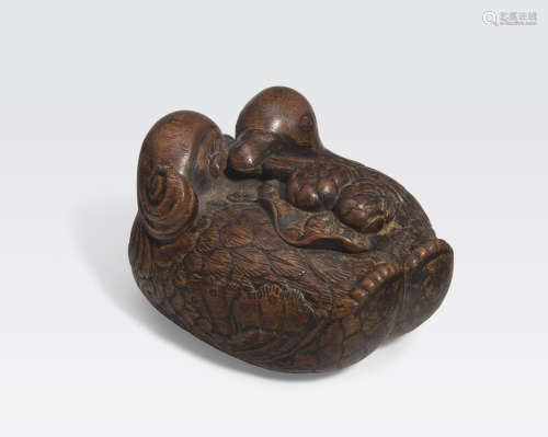 A carved chenxiang mu mallard duck group
