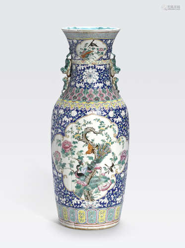 A polychrome enameled baluster vase 19th century