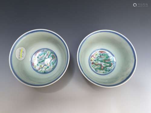 A PAIR OF CHINESE ANTIQUE DOUCAI PORCELAIN  BOWL, YONGZHENG MARK - REPUBLIC PERIOD