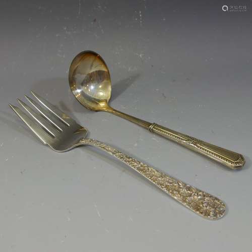 S KIRK STERLING SILVER LADLE WITH A SERVING FORK 140 GRAMS