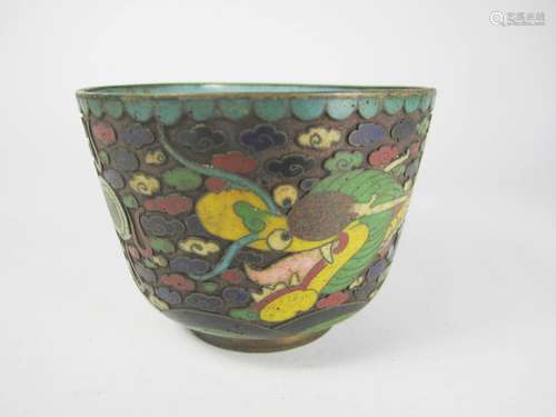 19TH CENTURY CLOSONNE DRAGON CUP