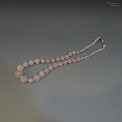 VINTAGE ROSE QUARTZ BEADS NECKLACE