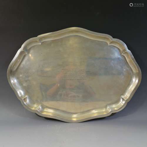 LARGE HEAVY STERLING SILVER SERVING TRAY - 1750 GRAMS