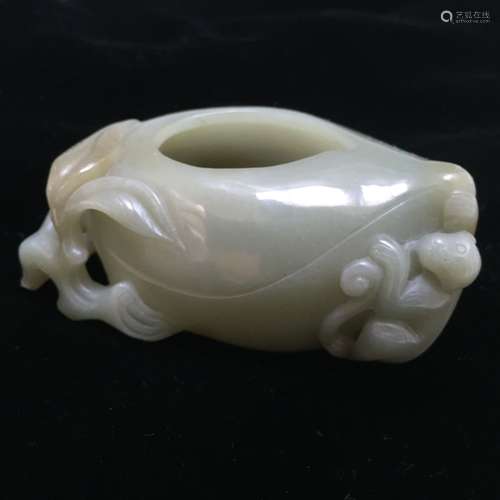 A CELADON JADE ‘MONKEY’ WATERPOT  19TH CENTURY