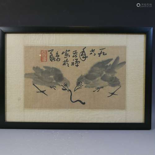 LI KUCHAN (1899 - 1983), TWO BIRDS.  SIGNED AND SEALED 1978