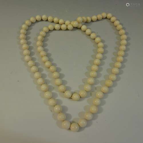 CHINESE CARVED ROUND BEADS NECKLACE