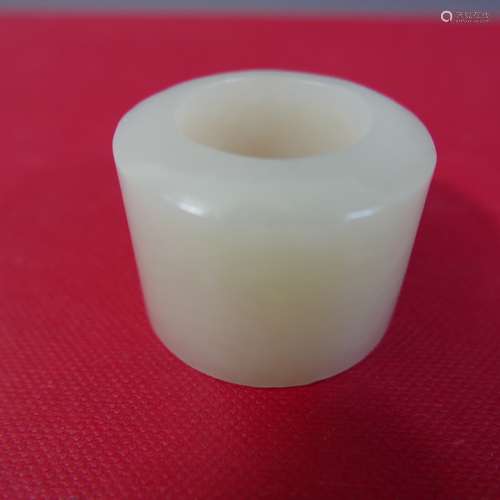 ANTIQUE CHINESE HETIAN WHITE JADE ARCHER'S THUMB RING - QING DYNASTY