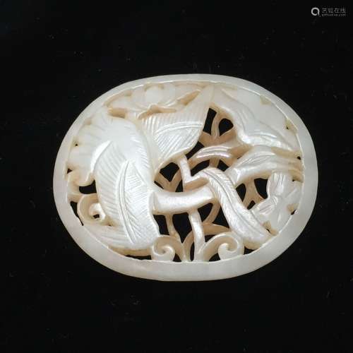 CHINESE ANTIQUE JADE CARVED BELT ORNAMENT