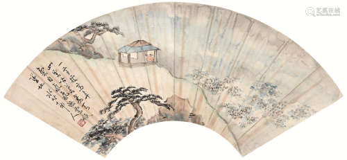 徐世昌(1855-1939) 松林隐士 设色纸本 扇片
