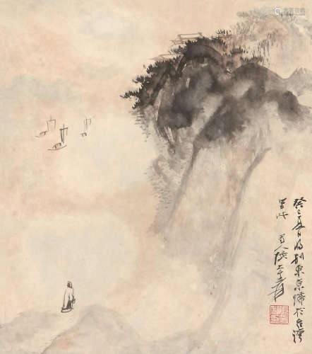 张大千(1899-1983) 泼彩山水 设色纸本 立轴 1953年 作