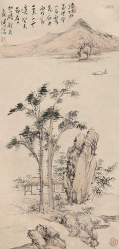 溥儒(1896-1963) 空山归舟 设色纸本 立轴 1943年 作