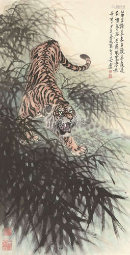 胡爽庵（1916-1988） 草泽雄风 设色纸本 立轴 1981年 作