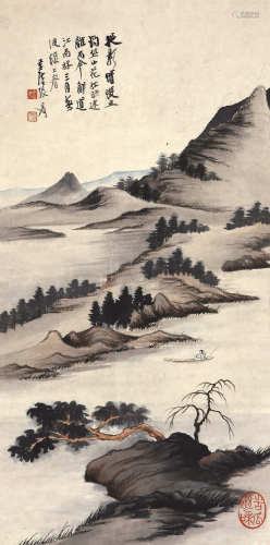 张大千(1899-1983) 江上独钓 设色纸本 立轴