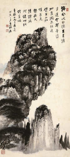 张大千(1899-1983) 苍峰峦嶂 设色纸本 立轴 1938年 作