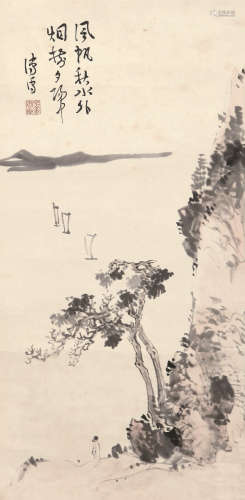溥儒(1896-1963) 风帆秋水 水墨纸本 镜心