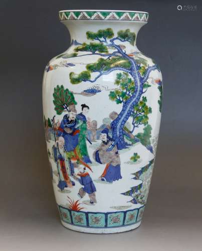 Chinese Porcelain Famille Verte Vase, Marked