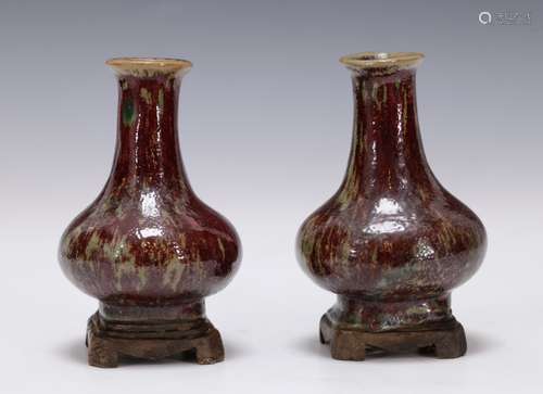 Pair of Chinese Red Porcelain Vases