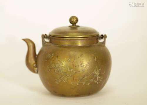 Late 19th C. Chinese  Bronze Teapot