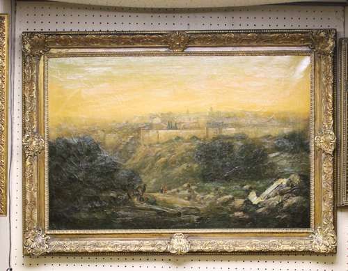 Signed Illegibly Oil on Canvas View of Jerusalem