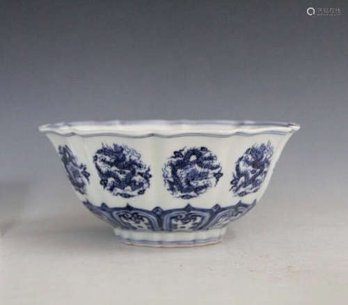 Chinese Blue/White Porcelain Bowl, Marked