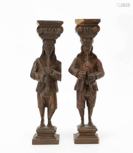 Pair of Small Size Wood Carving of Two Figures