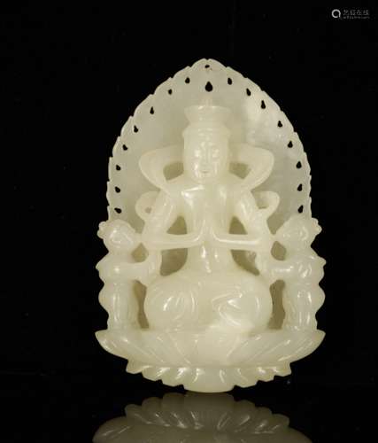 Antique Chinese Jade Carved GuanYin Pendant