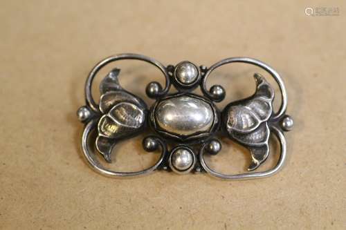 European Silver Brooch, Marked