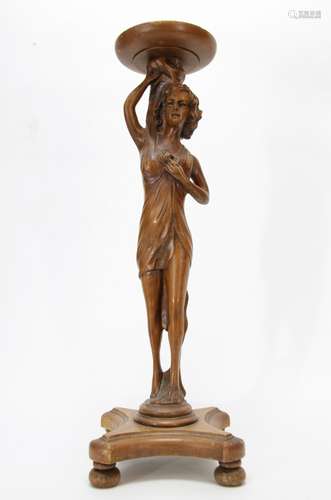 A European Wood Carving of a Lady