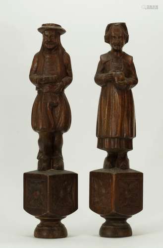 Pair of Large Wood Carving of European Ladies