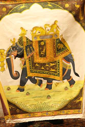 2 Hand Painted Elephant w/ Animal Riding Atop