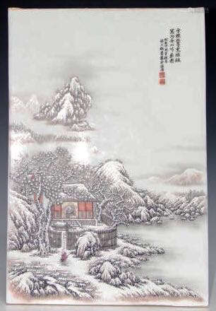 Chinese Famille Rose Plaque of Snow Scene