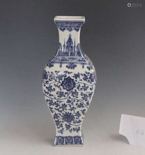 Chinese Blue/White porcelain Square Vase