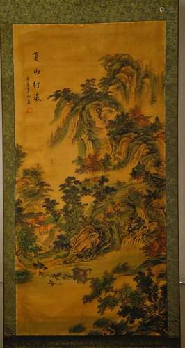 Chinese Watercolor Painting of Landscape w/ Mark