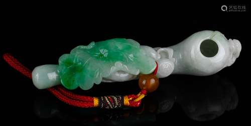 Chinese Jadeite Carved Tobacco Pipe w/ GIA