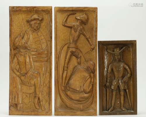 Don Quixote Carved Wood Panels 3 of them