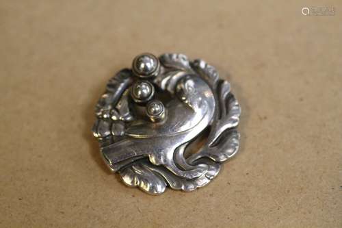 European Silver Brooch, Marked