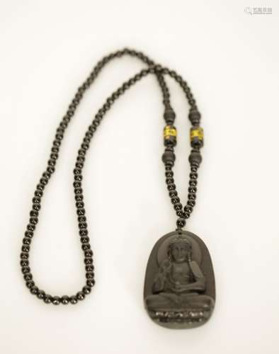 Chinese Black Hardstone Carving of Guanyin