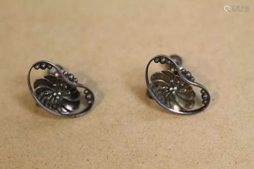 Pair of European Silver Brooch, Marked